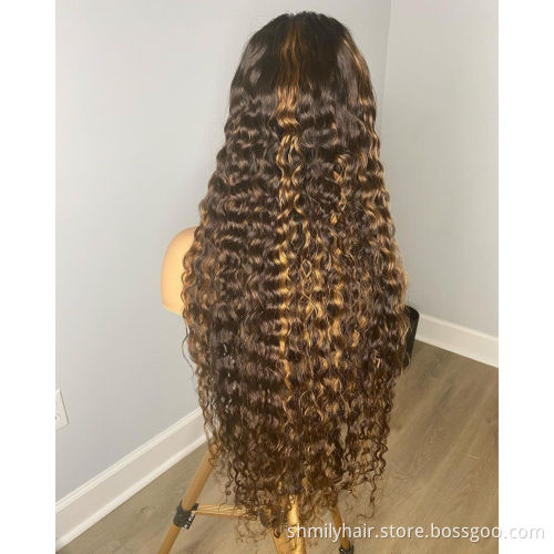 Shmily Wholesale Curly Lace Front Wigs 100% Human Hair Brazilian Highlight Human Hair Wigs Cuticle Aligned Virgin Hair Vendor